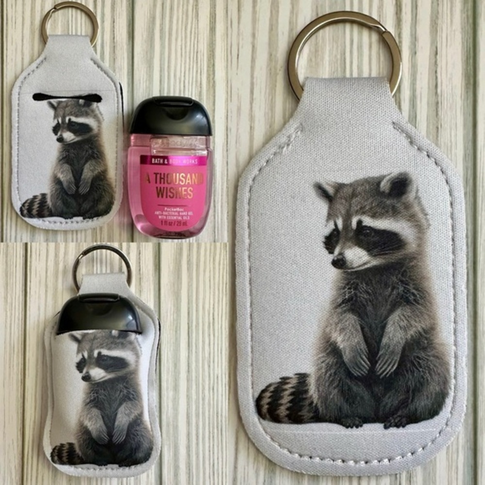 Raccoon Hand Sanitizer Holder Keychain